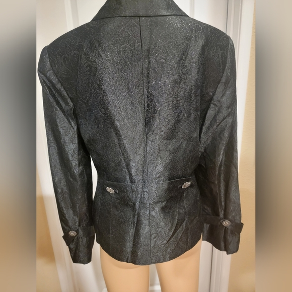 Zelda Vintage Black Blazer Steampunk Heart/Spade Design SZ 10 - Picture 2 of 13